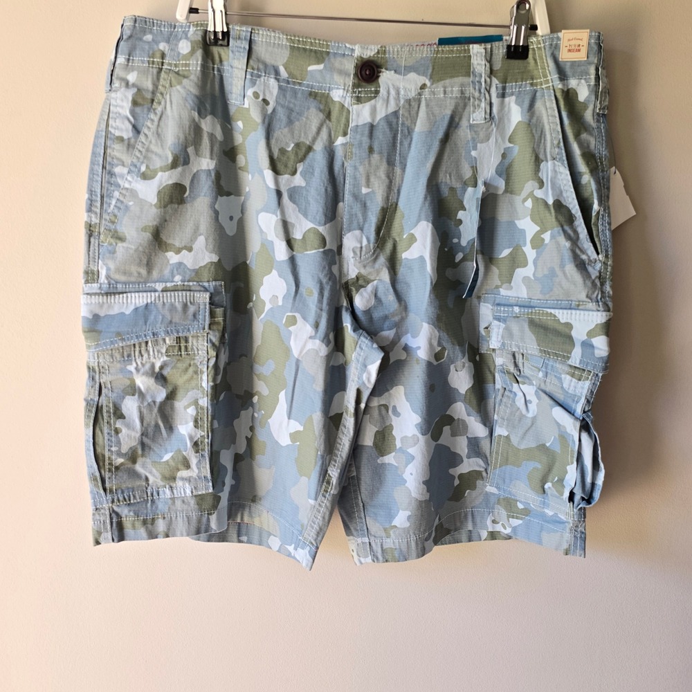 Red Camel Mens Blue Camo Ripstop Cargo Shorts Stretch Size 38 NWT